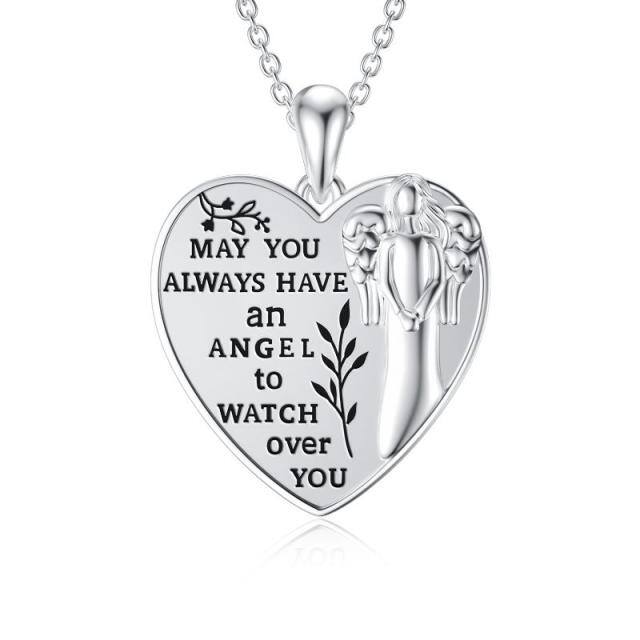 Sterling Silver Angel Wings Pendant Necklace with Engraved Word-1