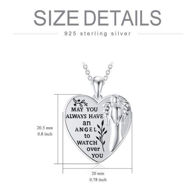 Sterling Silver Angel Wings Pendant Necklace with Engraved Word-3