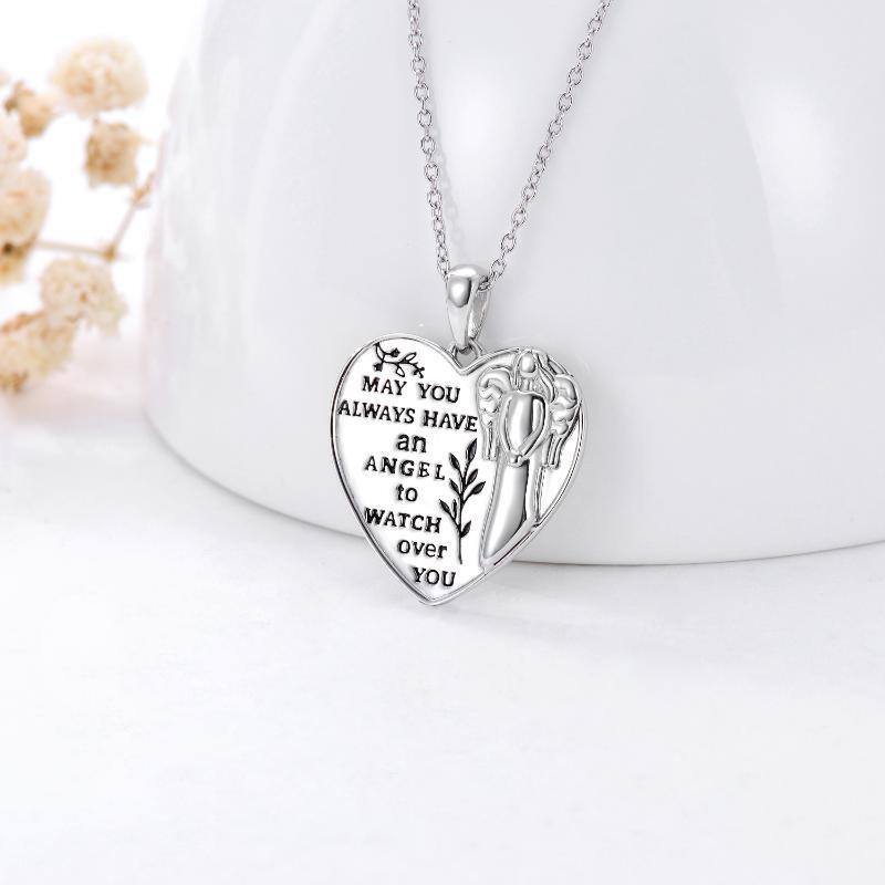 Sterling Silver Angel Wings Pendant Necklace with Engraved Word-4