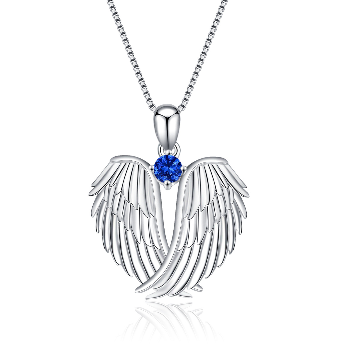 Plata de ley Cubic Zirconia Angel Wings Collar Colgante-1