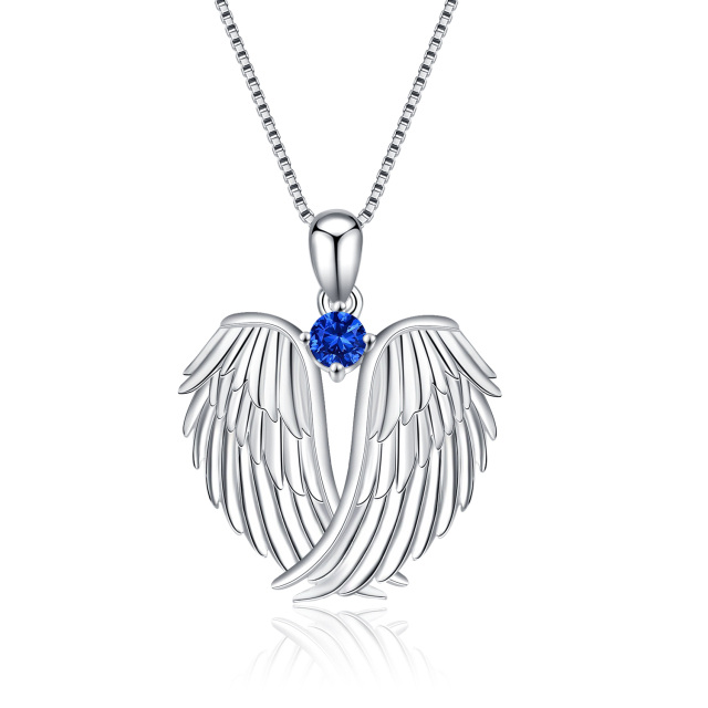 Plata de ley Cubic Zirconia Angel Wings Collar Colgante