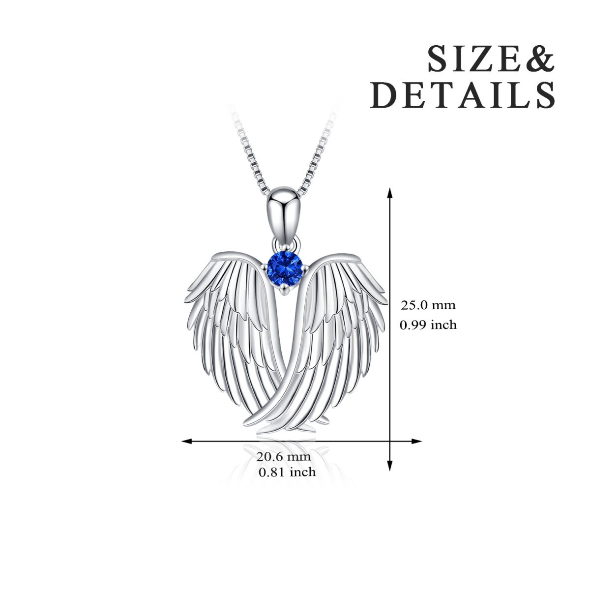 Sterling Silber Cubic Zirkonia Engel Flügel Anhänger Halskette-5