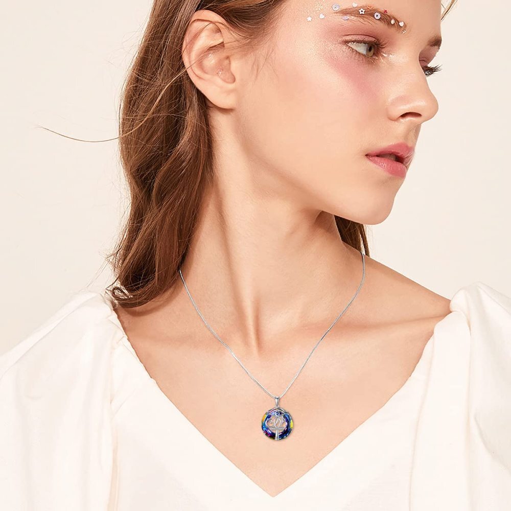 Collier en argent sterling avec pendentif Ankh et œil d'Horus en cristal-2