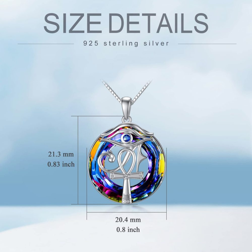 Collier en argent sterling avec pendentif Ankh et œil d'Horus en cristal-5