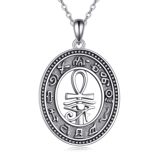 Collana con ciondolo Ankh e Occhio di Horus in argento sterling