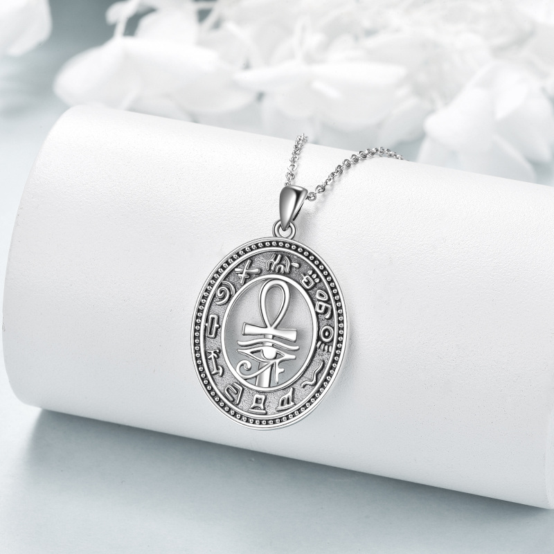 Collana con ciondolo Ankh e Occhio di Horus in argento sterling-4