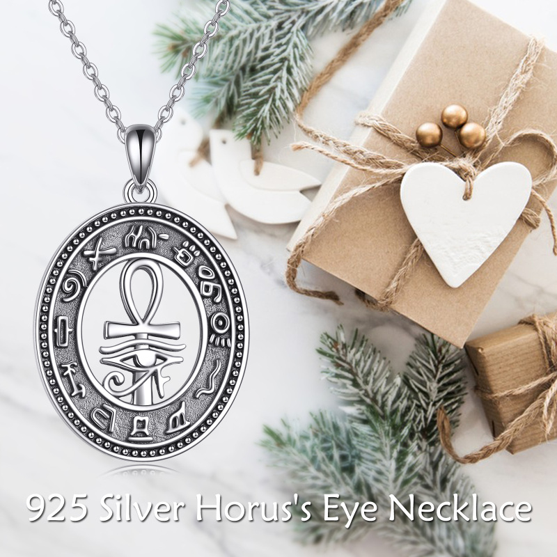 Collana con ciondolo Ankh e Occhio di Horus in argento sterling-5