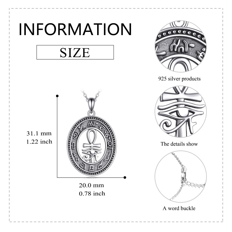 Collana con ciondolo Ankh e Occhio di Horus in argento sterling-6