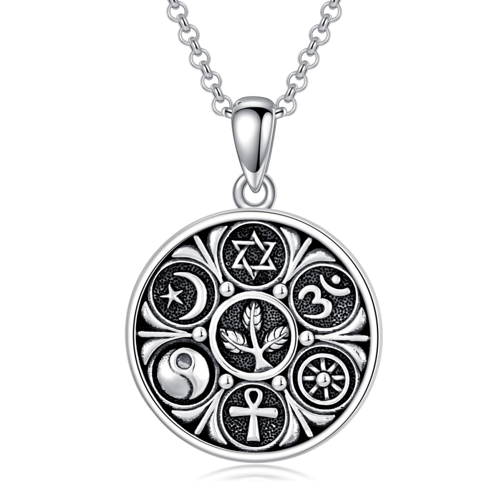 Sterling zilveren Ankh Ohm Davidster en Yin Yang hanger ketting voor unisex-1