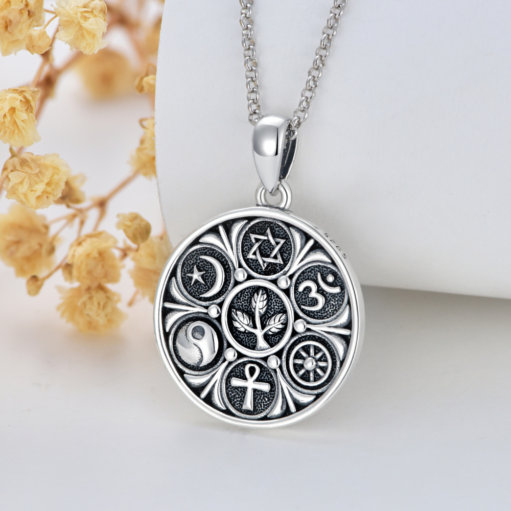 Sterling zilveren Ankh Ohm Davidster en Yin Yang hanger ketting voor unisex-3