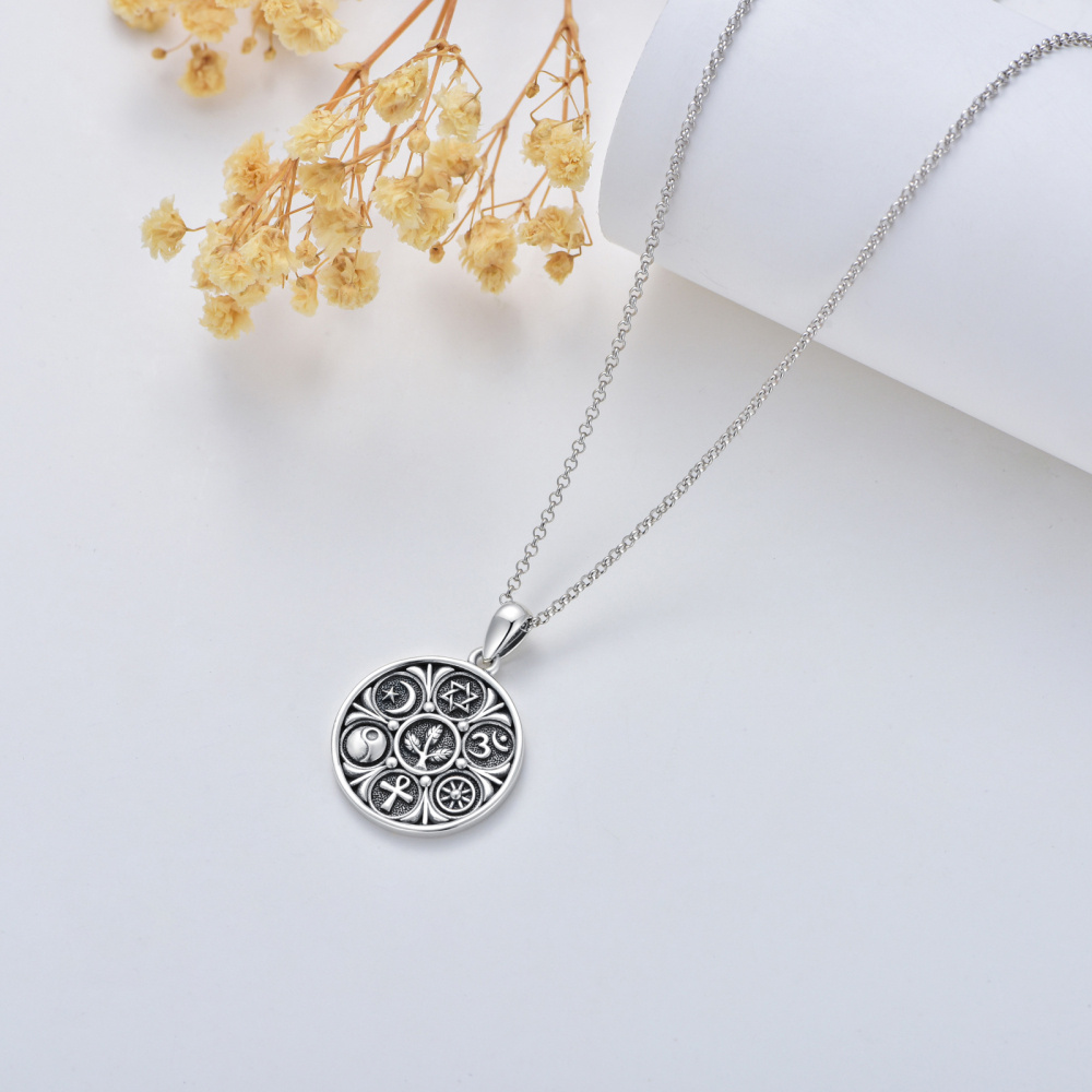 Sterling zilveren Ankh Ohm Davidster en Yin Yang hanger ketting voor unisex-4