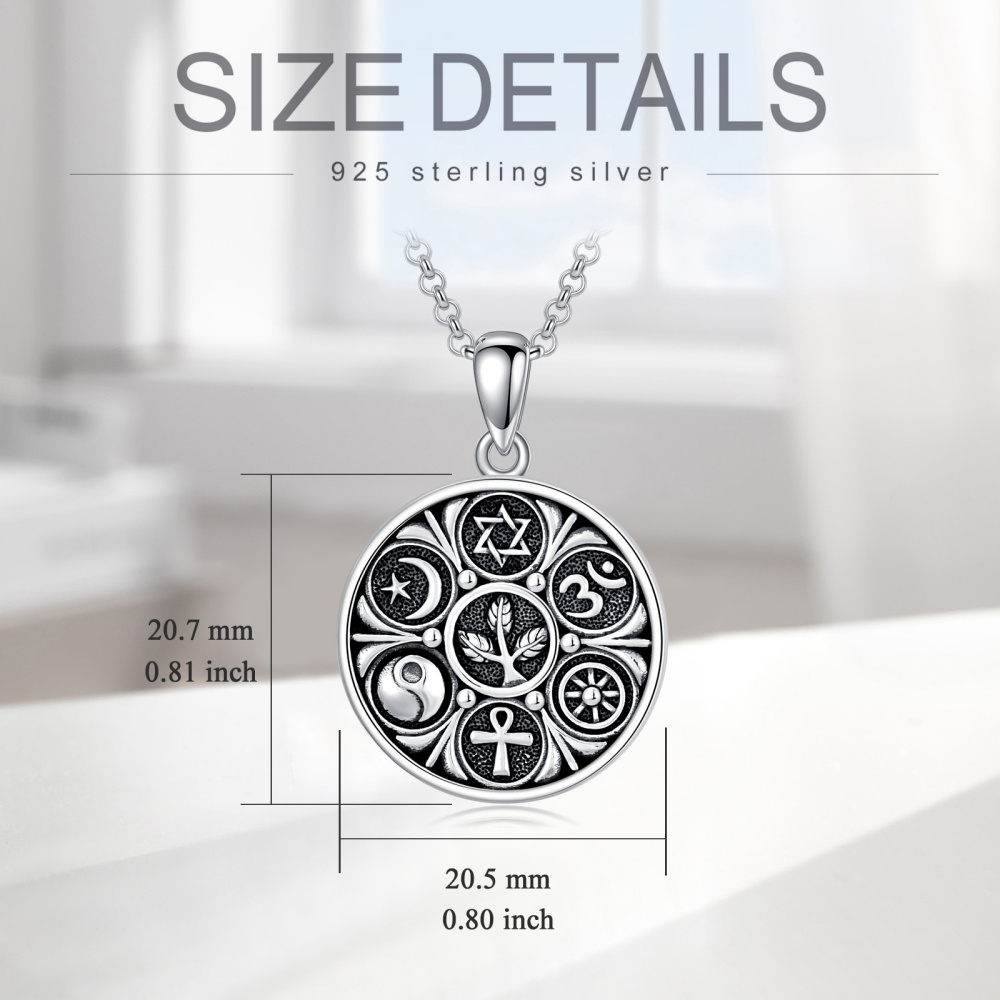 Sterling zilveren Ankh Ohm Davidster en Yin Yang hanger ketting voor unisex-5