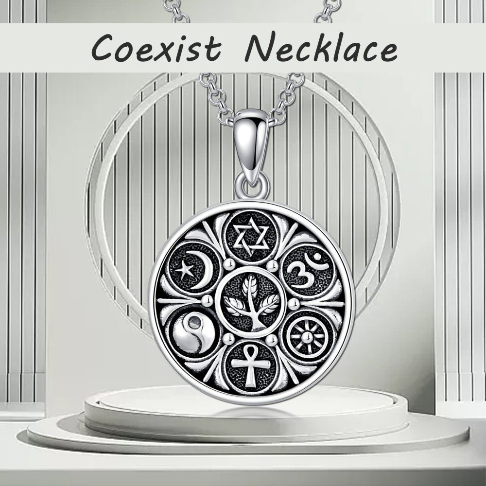 Sterling zilveren Ankh Ohm Davidster en Yin Yang hanger ketting voor unisex-6