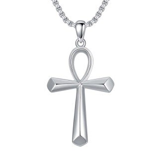 Sterling Silver Ankh Pendant Necklace-8