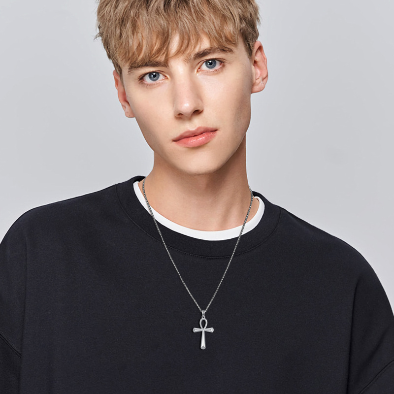 Sterling Silver Ankh Pendant Necklace-2