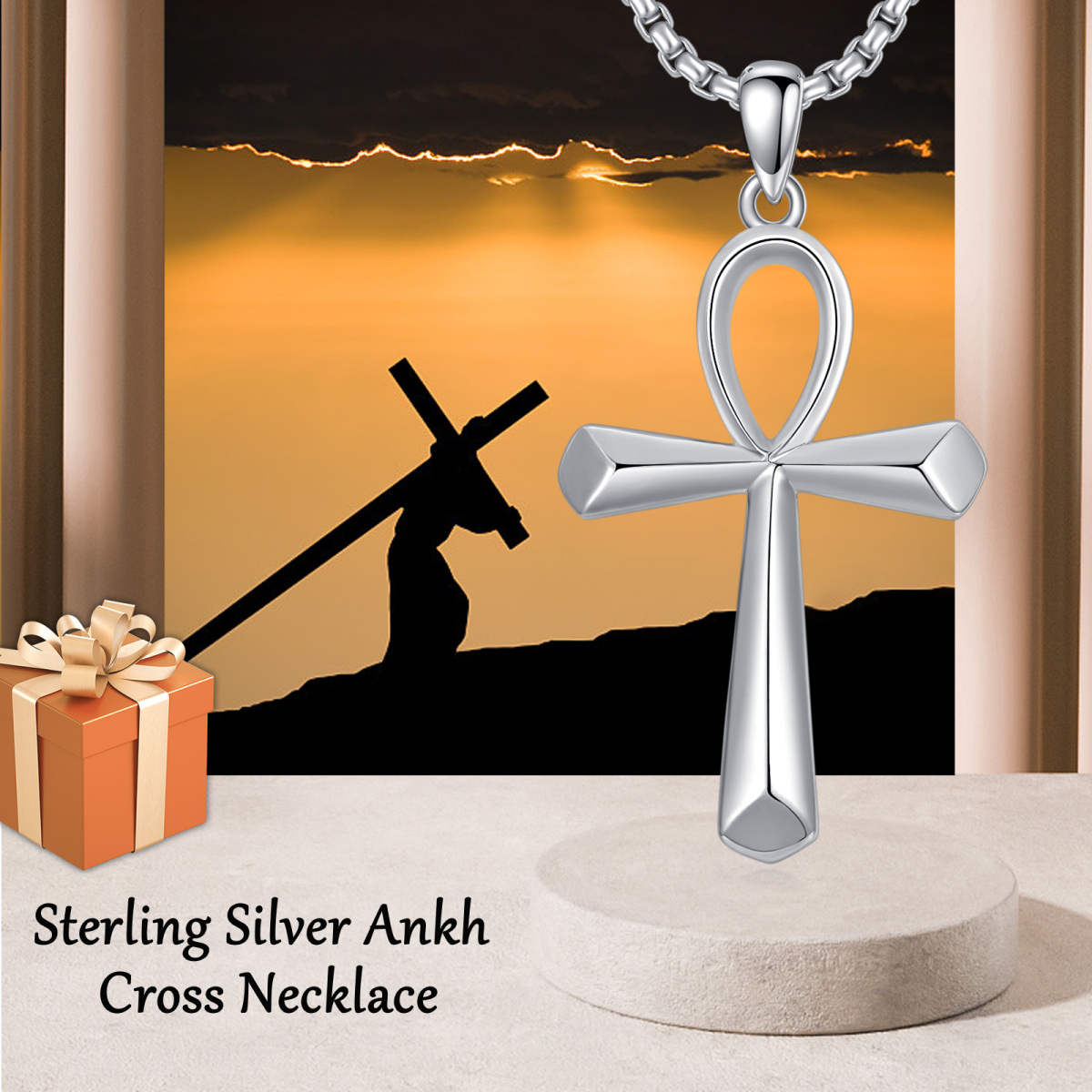 Collier à pendentif Ankh en argent sterling-3