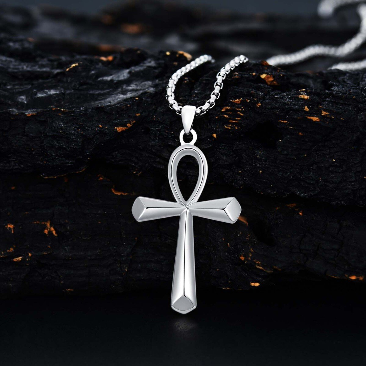 Collier à pendentif Ankh en argent sterling-4