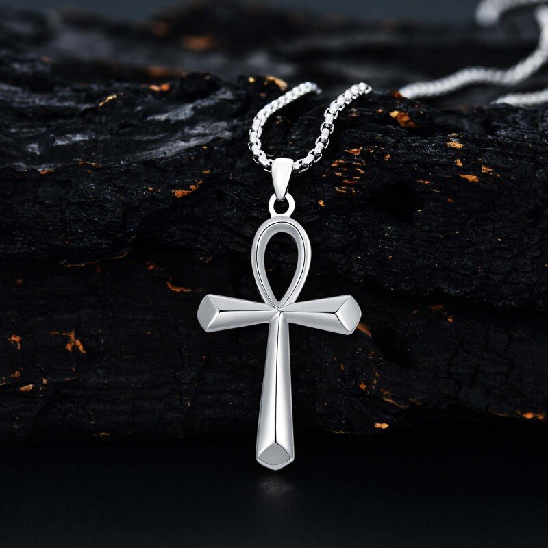 Sterling Silver Ankh Pendant Necklace-4
