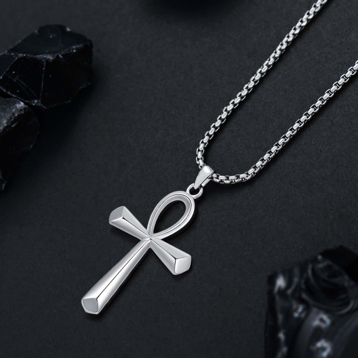 Collier à pendentif Ankh en argent sterling-5