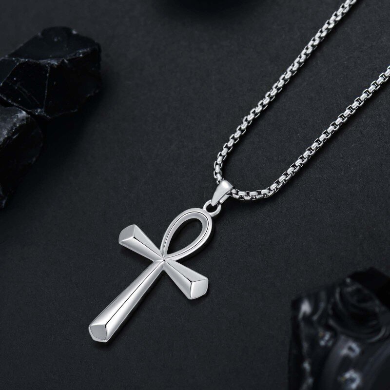 Sterling Silver Ankh Pendant Necklace-5
