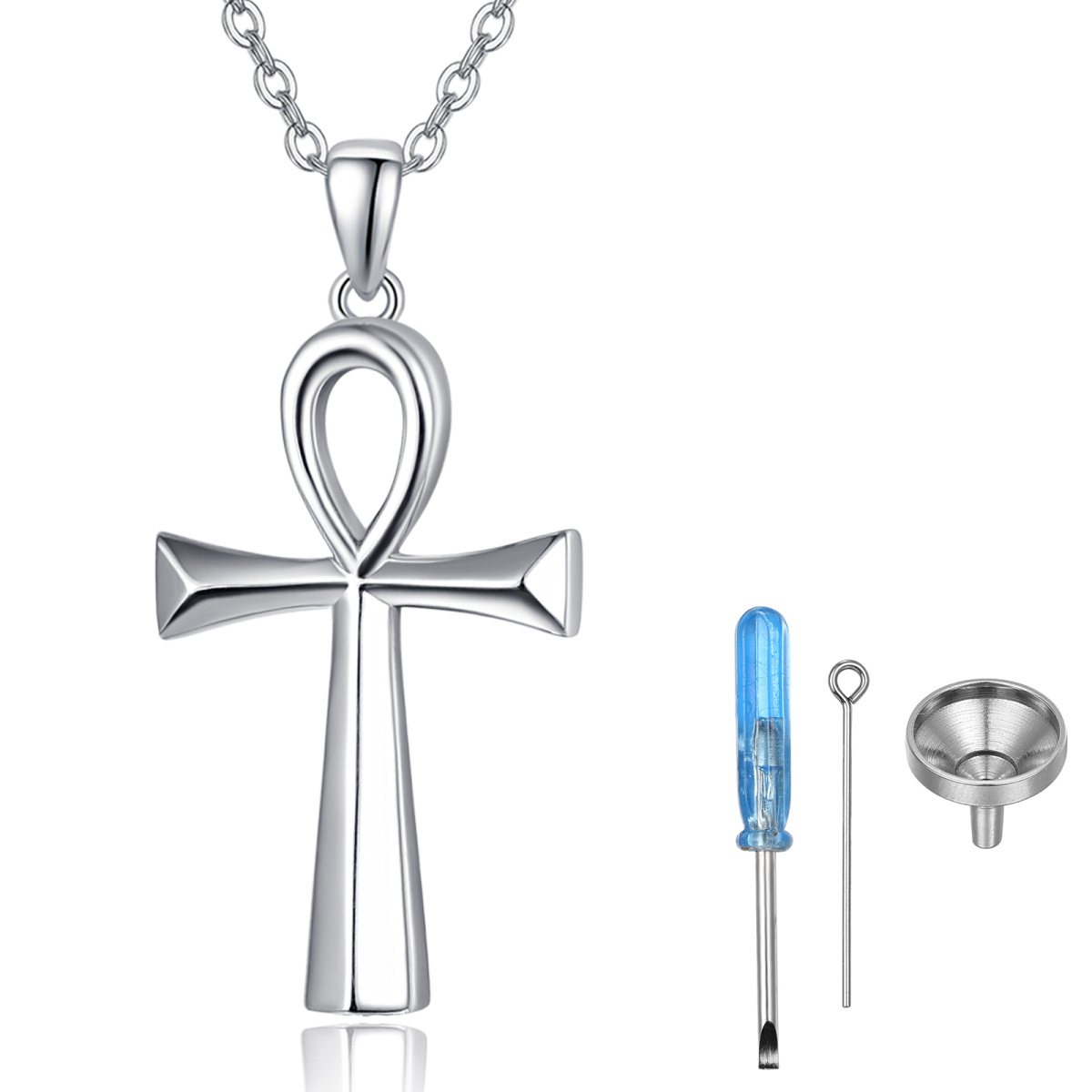 Sterling Silber Ankh Urn Halskette-1