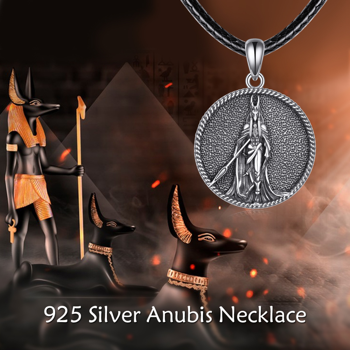 Collier pendentif Anubis en argent sterling-5