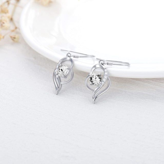 Sterling Silver April Birthstone Crystal Heart Drop Earrings for Girls Women-4