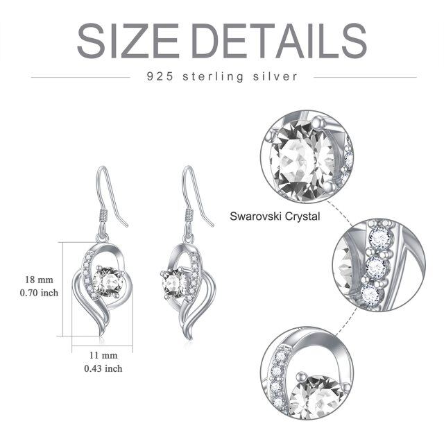 Sterling Silver April Birthstone Crystal Heart Drop Earrings for Girls Women-5