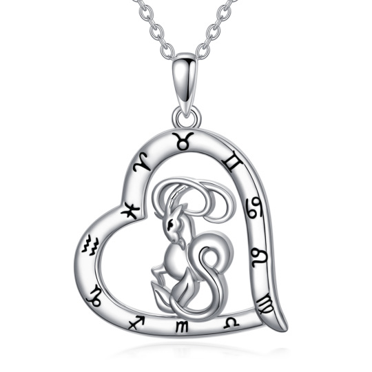 Collana in argento 925 con ciondolo a forma di cuore in Acquario, Ariete, Cancro, Capricorno, Gemelli, Leone, Bilancia, Pesci, Sagittario, Scorpione, Toro e Vergine.