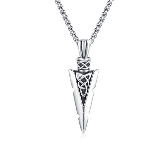 Collier en argent sterling avec pendentif flèche et nœud celtique