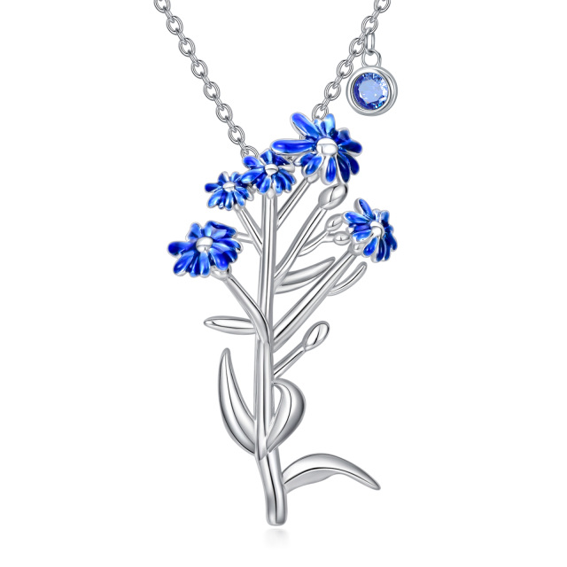 Collana con ciondolo a forma di aster in argento sterling con zirconia cubica-1