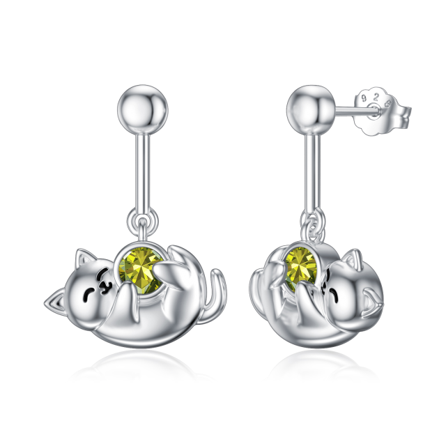 Boucles d'oreilles à tige en argent sterling avec pierre de naissance du mois d'août et oxyde de zirconium pour filles et femmes-1