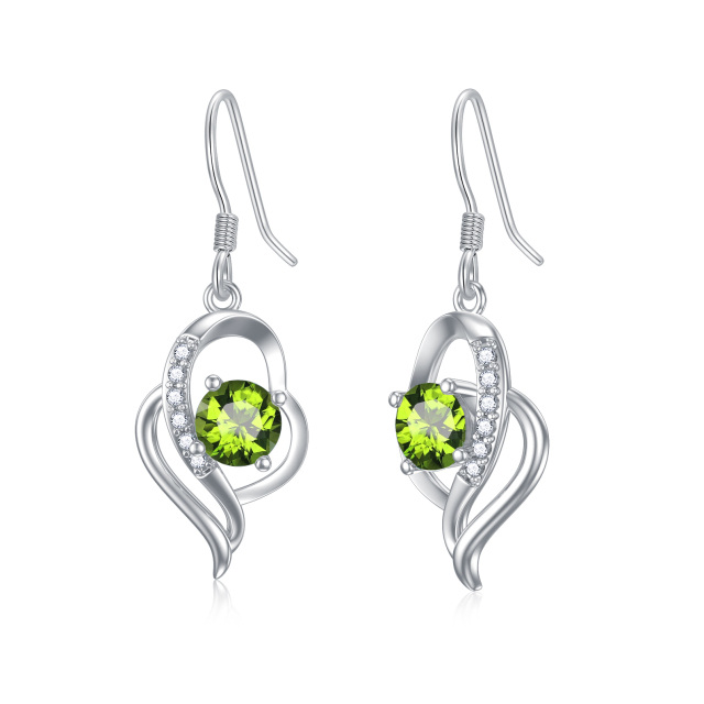 Boucles d'oreilles pendantes en argent sterling avec pierre de naissance d'août et cristal en forme de cœur pour filles et femmes-1