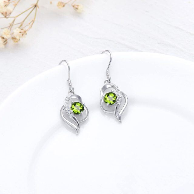 Boucles d'oreilles pendantes en argent sterling avec pierre de naissance d'août et cristal en forme de cœur pour filles et femmes-3