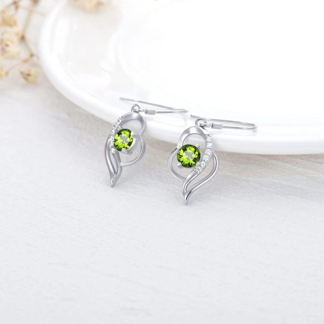 Sterling Silver August Birthstone Crystal Heart Drop Earrings for Girls Women-4