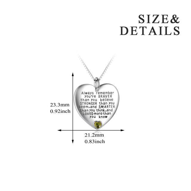 Sterling Silver August Birthstone Cubic Zirconia Heart Pendant Necklace Inspirational Gift-5