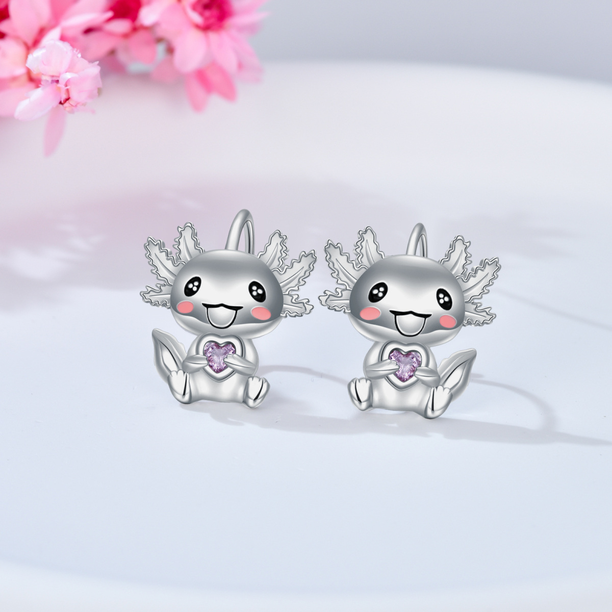 Axolotl-Ohrringe aus Sterlingsilber mit Zirkonia-3