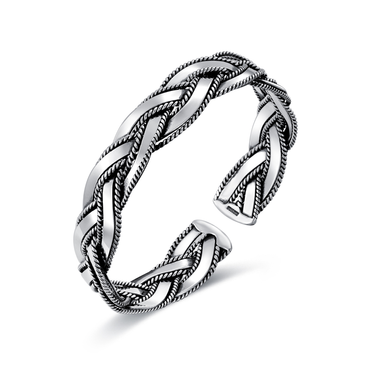 Bracelet en argent sterling gravé pour hommes-1