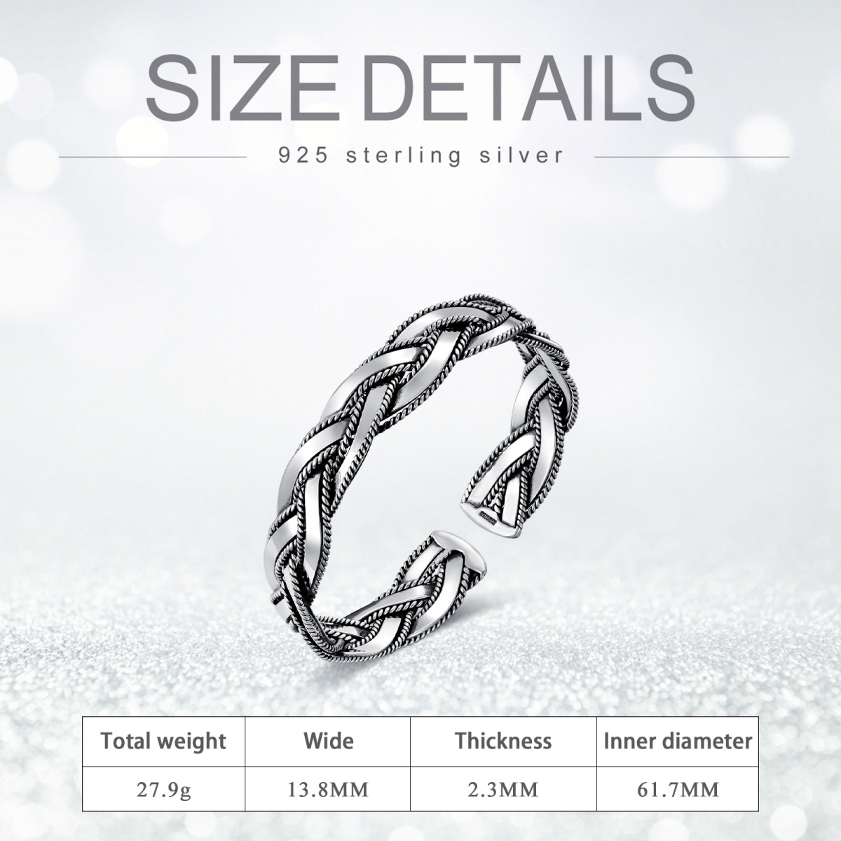 Bracelet en argent sterling gravé pour hommes-3