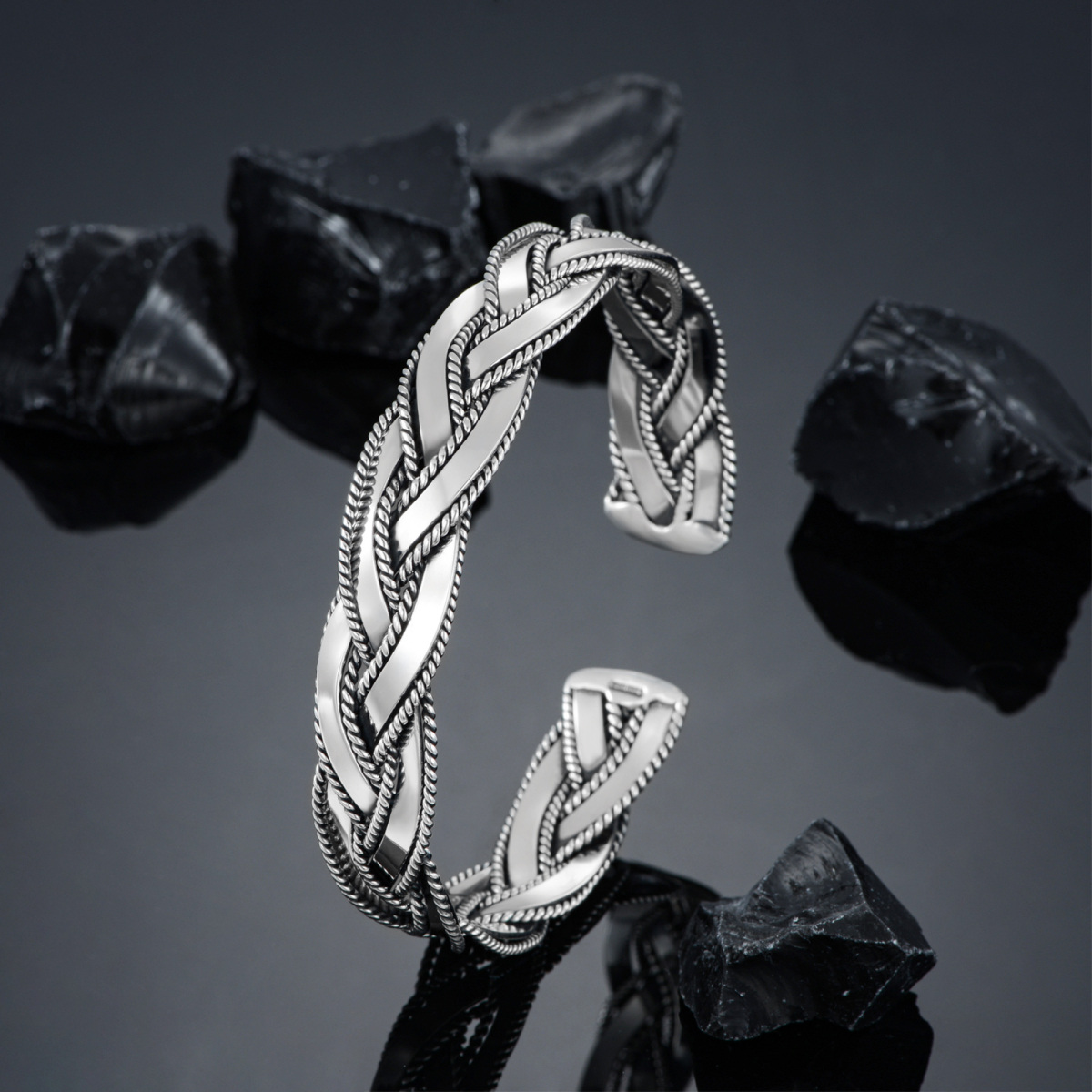 Bracelet en argent sterling gravé pour hommes-4