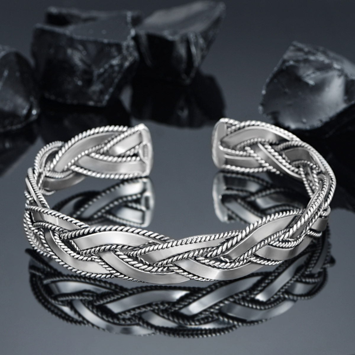 Bracelet en argent sterling gravé pour hommes-5