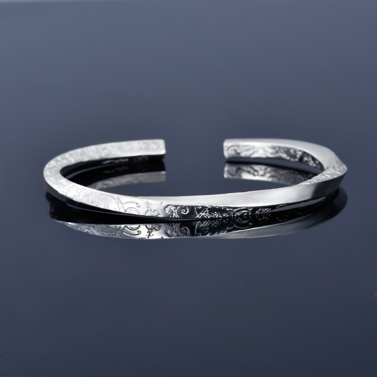 Bracciale inciso in argento sterling-3