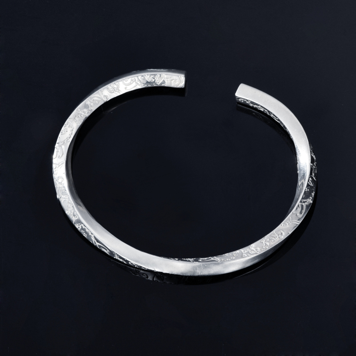 Bracciale inciso in argento sterling-4