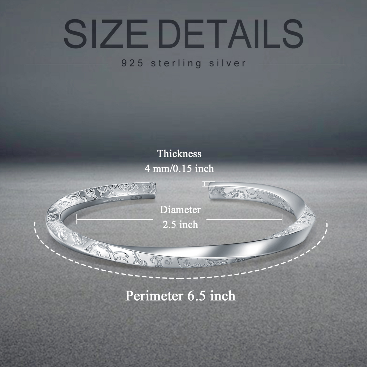 Bracciale inciso in argento sterling-5