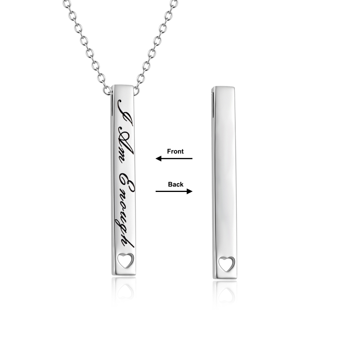 Sterling Silver Bar Necklace Personalised Engraving For Women-1