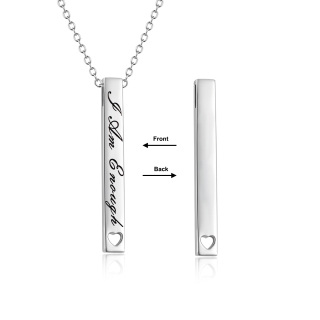 Sterling Silver Bar Necklace Personalised Engraving For Women-59