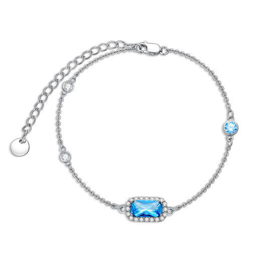 Sterling Silber Zirkonia Bar Runde Charm Armband
