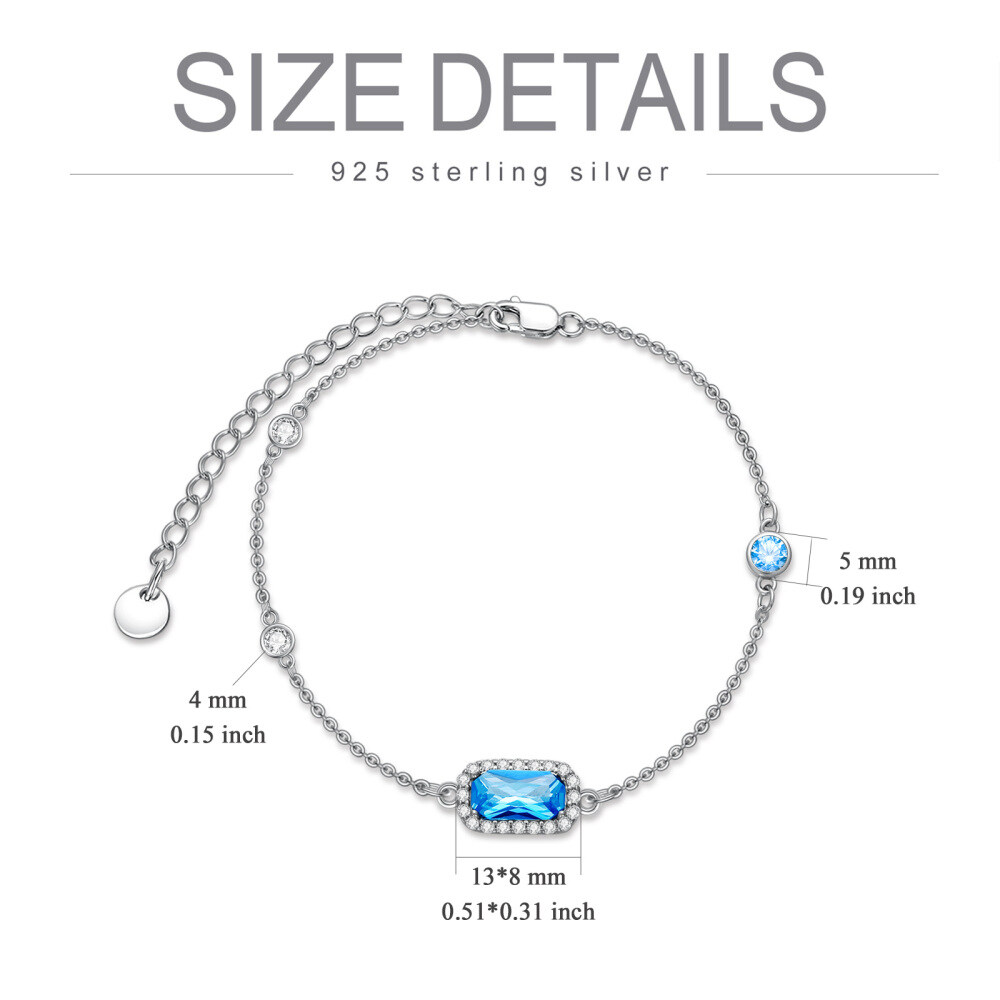 Sterling Silver Cubic Zirconia Bar & Round Charm Bracelet-6