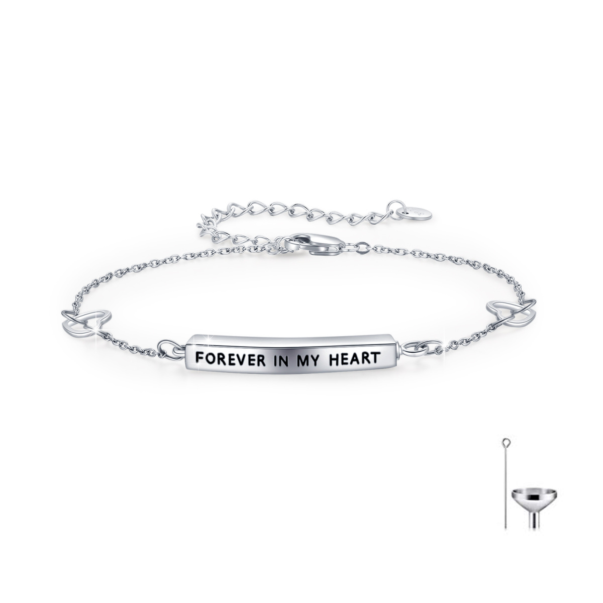 Pulsera Urna de Plata de Ley para Cenizas con Palabra Grabada-1