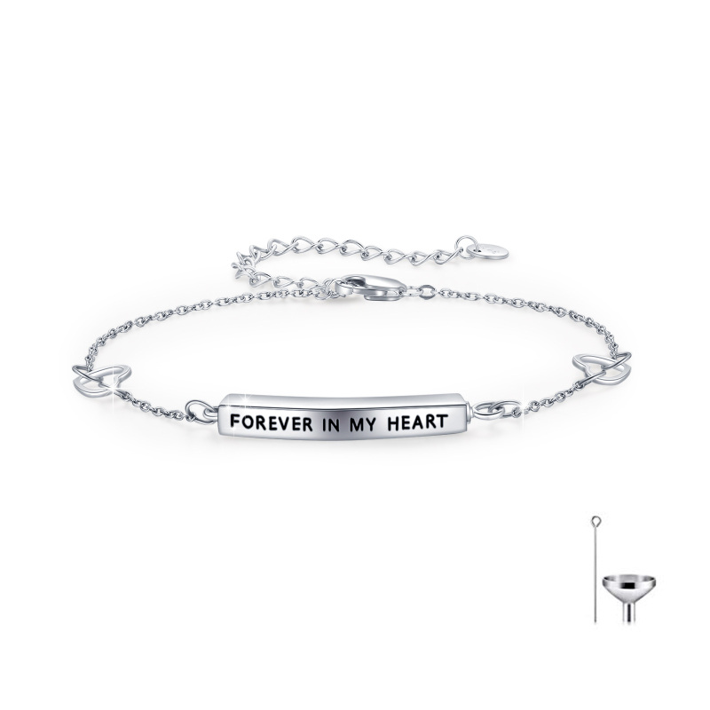 Bracelet en argent sterling pour cendres avec mot gravé